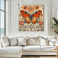 Butterfly Canvas Art William Morris Inspired Butterfly Art Butterfly Wall Art Butterfly Decor Gift Coastal Decor Framed Canvas Morris Style