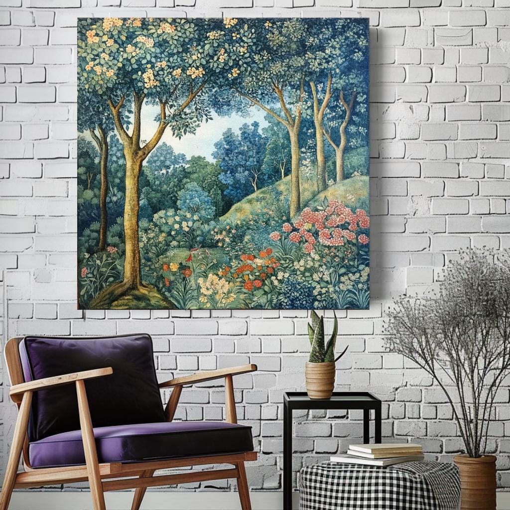 William Morris Wall Art Spring Forest Wall Canvas, Vintage Wall Art, Large Wall Art, Grandma Gift, Nature Wall Art, Aesthetic Wall Art,