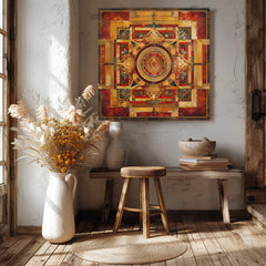 Yantra Illustration Canvas Wall Art, Mystical Mandala Home Decor, Sacred Yantra Art, Spiritual Energy Canvas, Best For Sacred Spaces