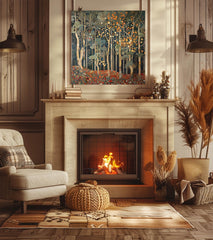 William Morris Inspired Rustic Autumn Decor, Autumn Forest Canvas Wall Art, Vintage Botanical Art, Elegant Seasonal Canvas Print