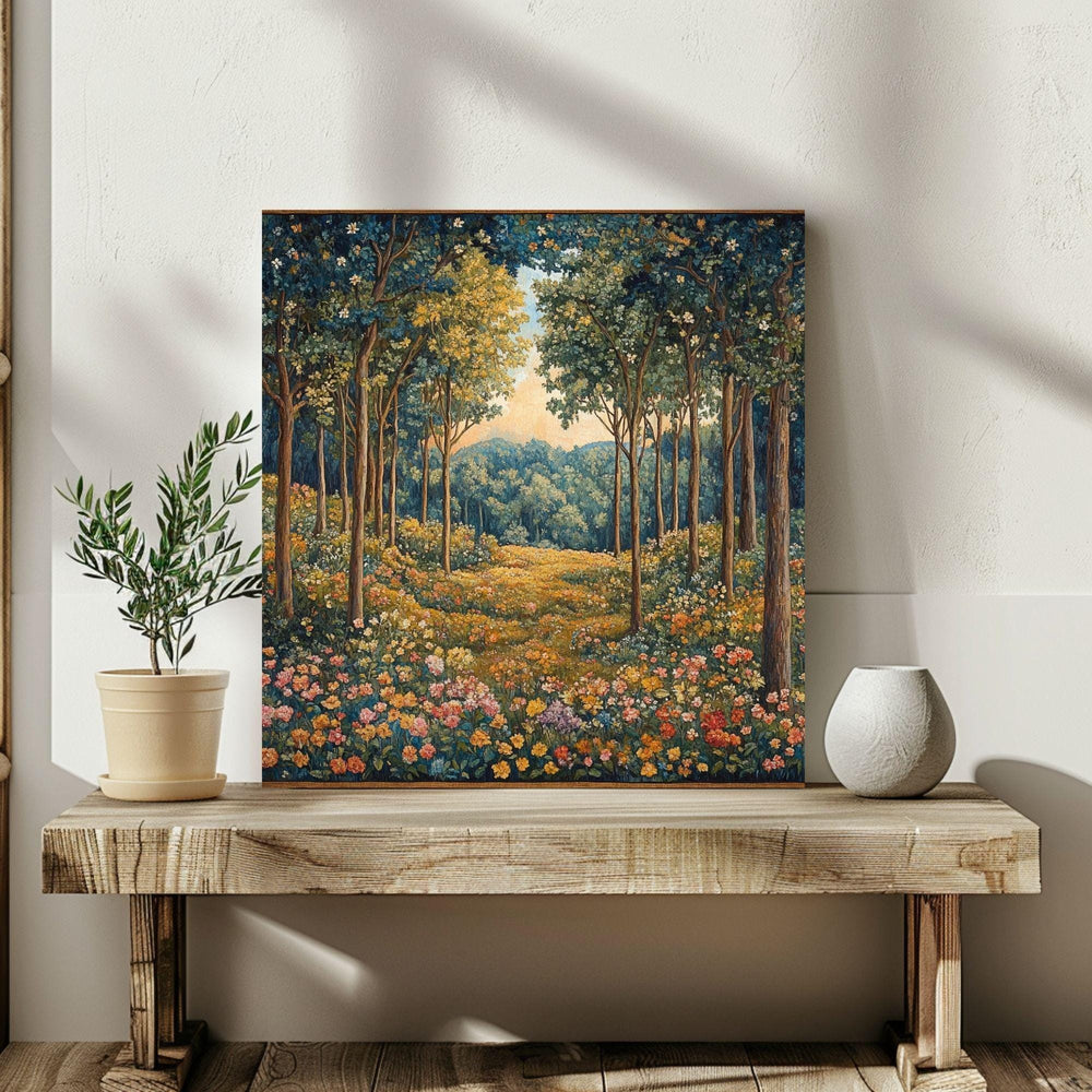 Autumn Forest Canvas Wall Art, William Morris Art Decor, Vintage-Inspired Wall Decor, Botanical Forest Scene, Vintage Style Autumn Forest