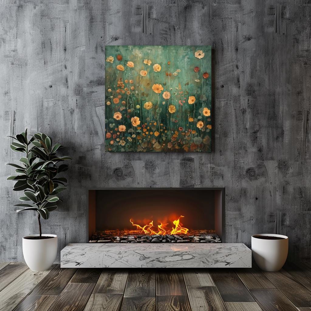 Moody Marigold Canvas Wall Art, Vintage Botanical Floral Print, Cottagecore Wall Decor, Spring Garden Art, Framed Flower Home Decor