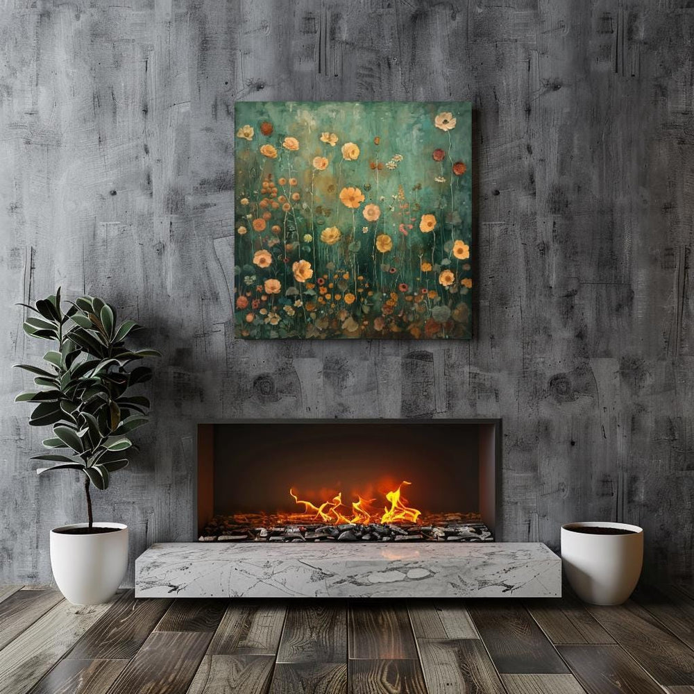 Moody Marigold Canvas Wall Art, Vintage Botanical Floral Print, Cottagecore Wall Decor, Spring Garden Art, Framed Flower Home Decor