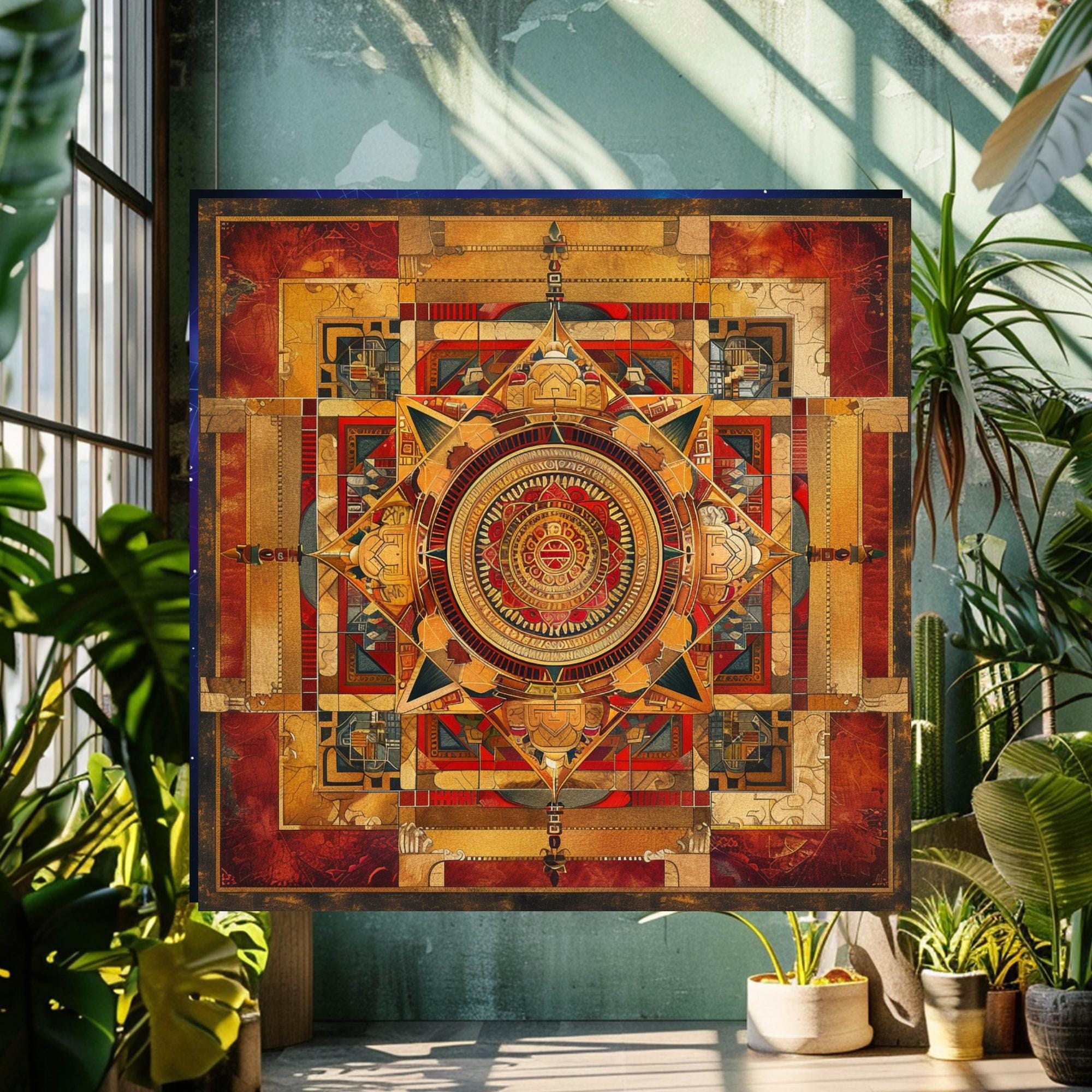 Yantra Illustration Canvas Wall Art, Mystical Mandala Home Decor, Sacred Yantra Art, Spiritual Energy Canvas, Best For Sacred Spaces