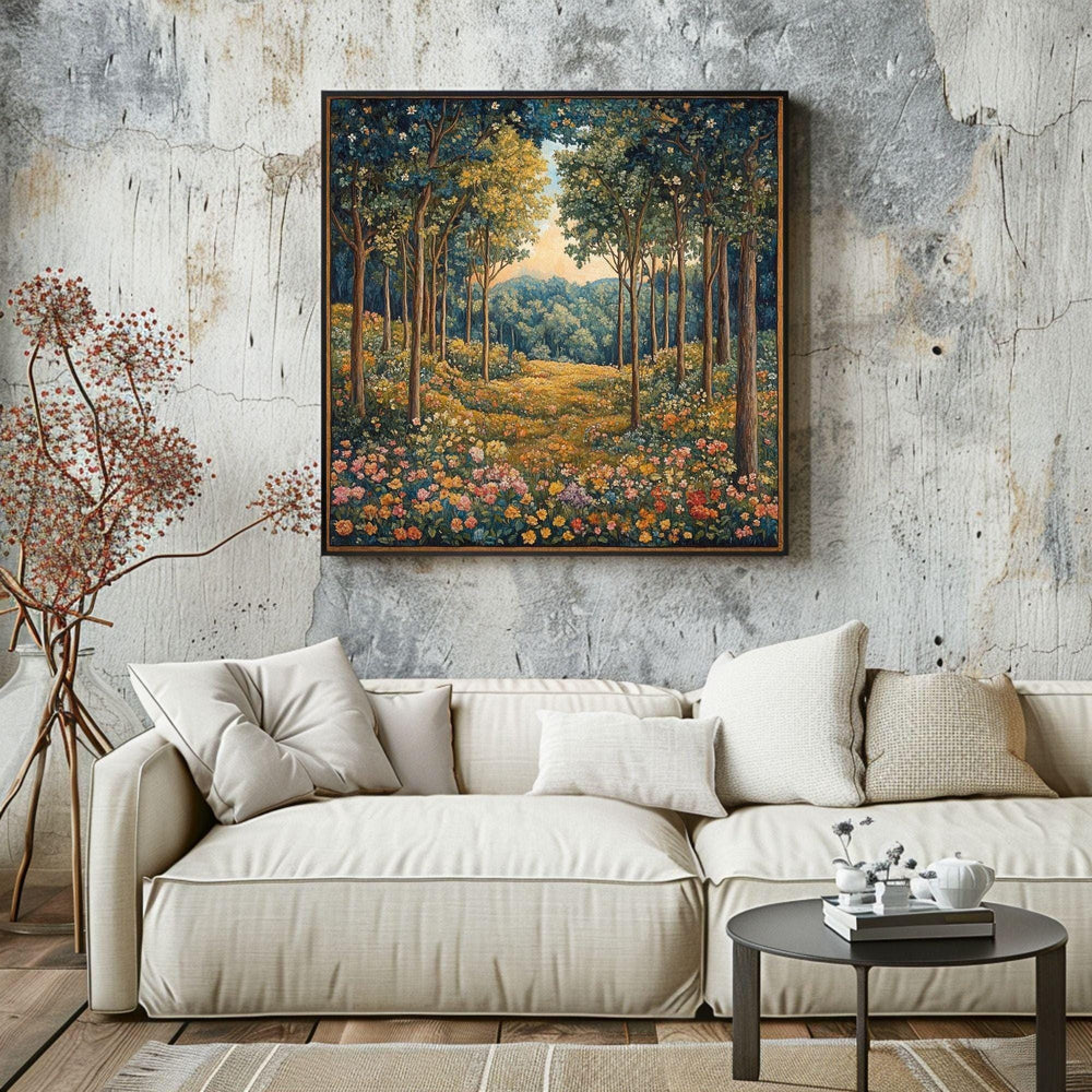 Autumn Forest Canvas Wall Art, William Morris Art Decor, Vintage-Inspired Wall Decor, Botanical Forest Scene, Vintage Style Autumn Forest