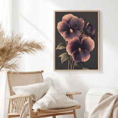 Vintage Pansy Wall Art, Botanical Flower Poster Print, Floral Canvas, Framed Garden-Inspired Art, Nature-Inspired Poster, Floral Wall Decor