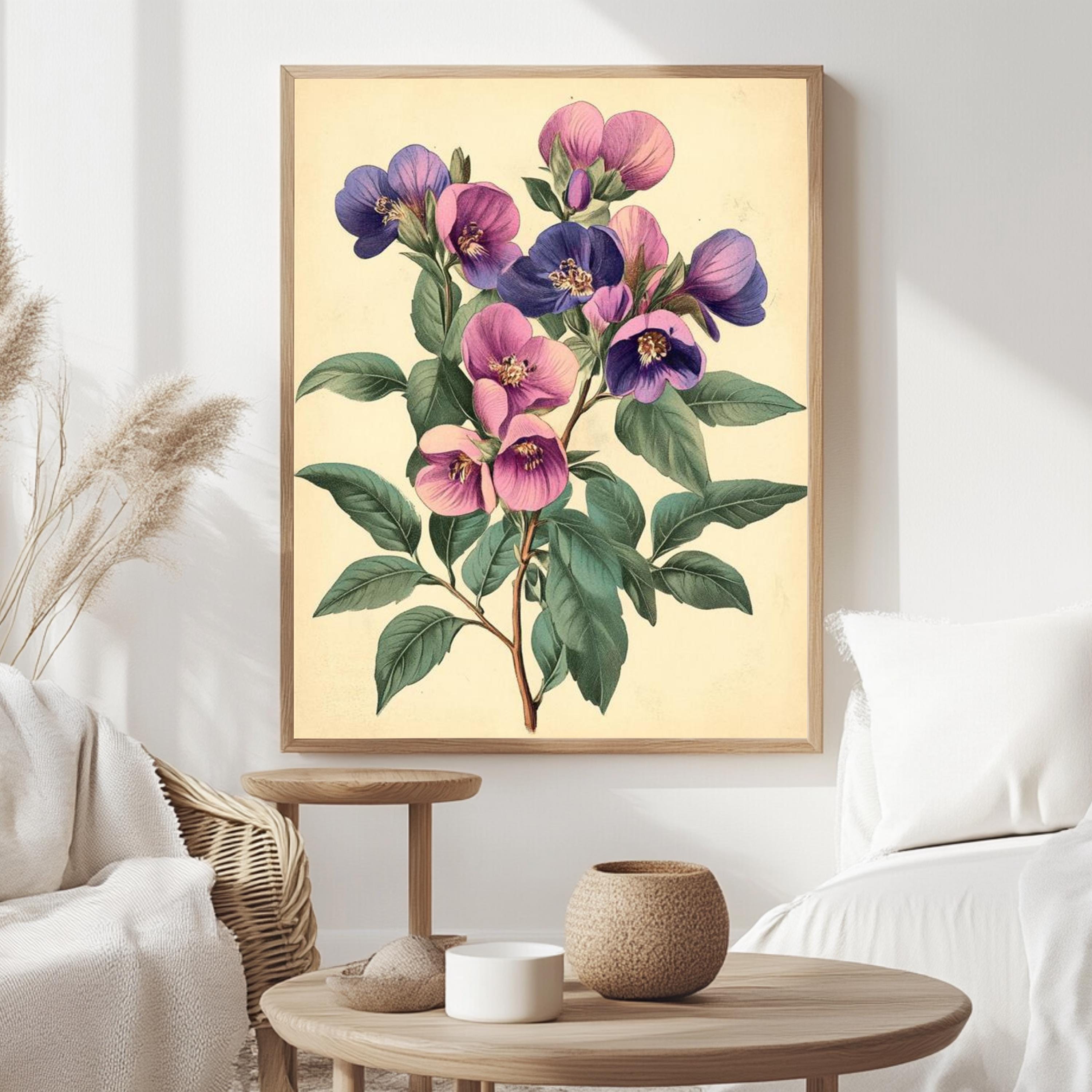 Vintage Botanical Wall Art, Antique Floral Poster Print, Framed Garden-Inspired Decor, Classic Nature Wall Decor for Home, Flowers Poster