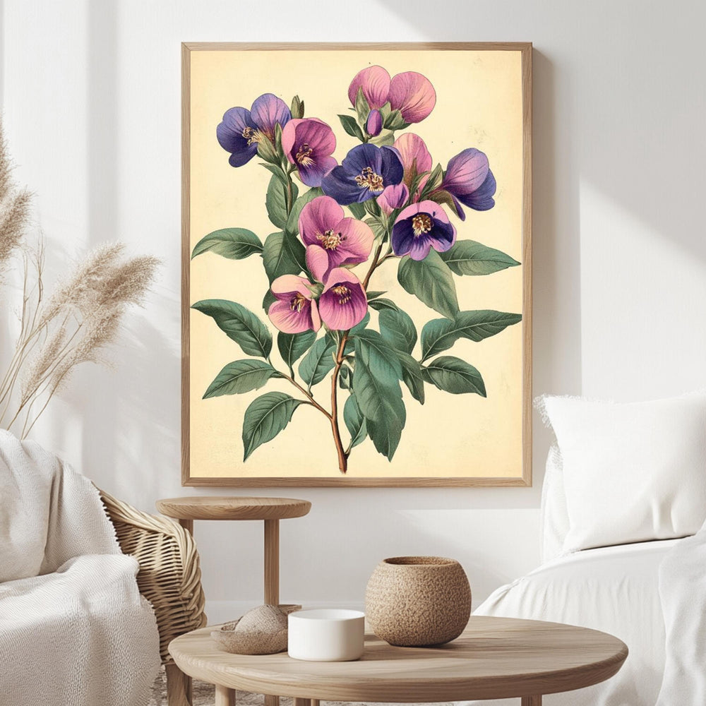 Vintage Botanical Wall Art, Antique Floral Poster Print, Framed Garden-Inspired Decor, Classic Nature Wall Decor for Home, Flowers Poster