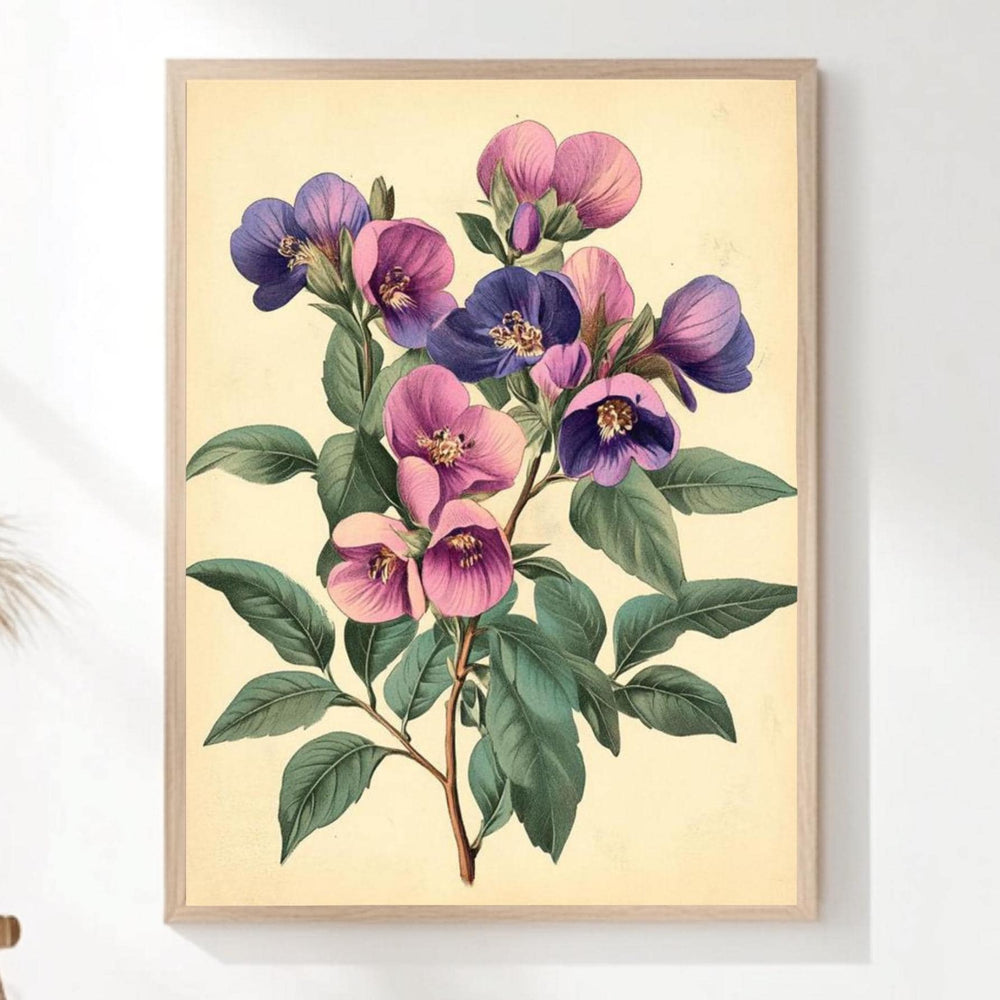Vintage Botanical Wall Art, Antique Floral Poster Print, Framed Garden-Inspired Decor, Classic Nature Wall Decor for Home, Flowers Poster