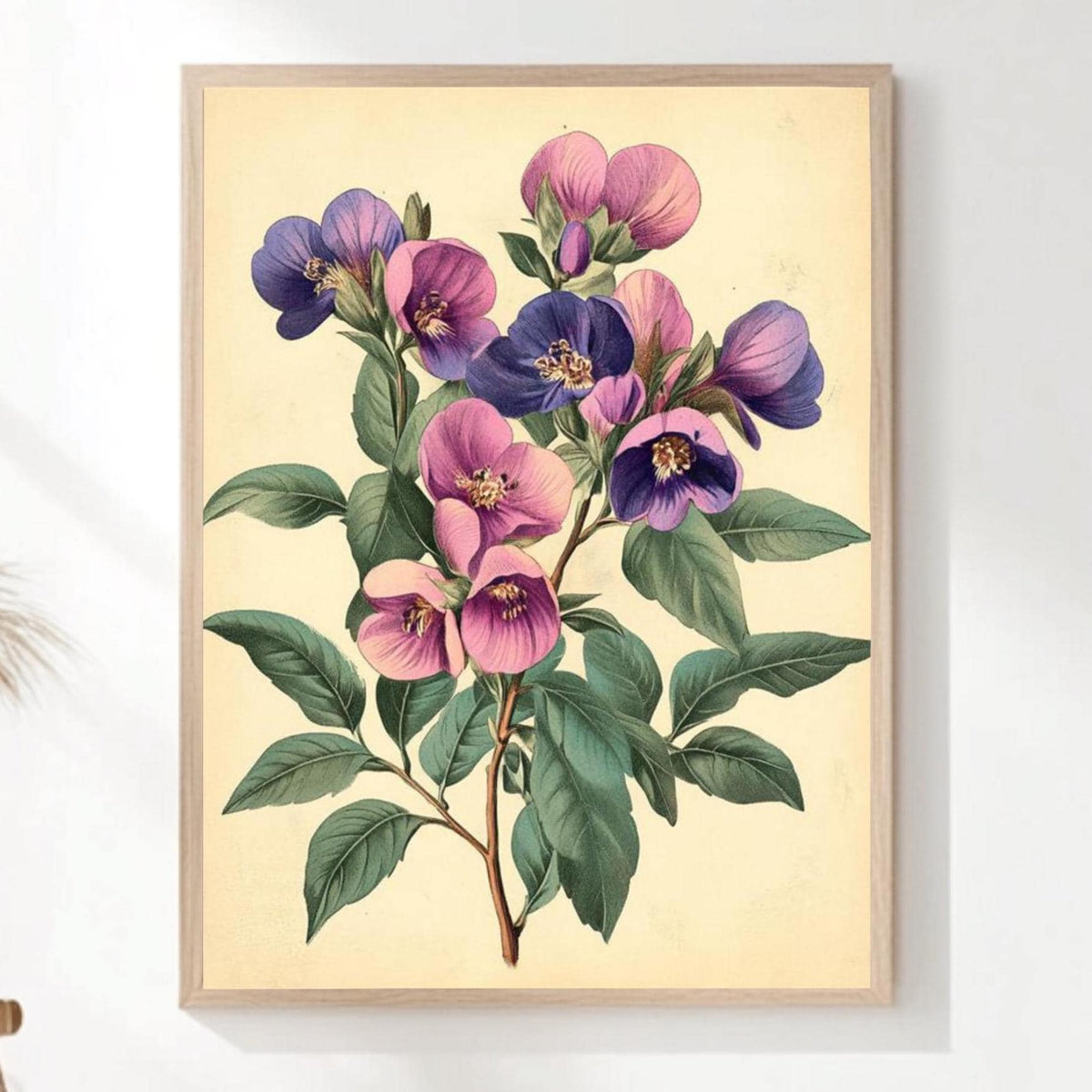 Vintage Botanical Wall Art, Antique Floral Poster Print, Framed Garden-Inspired Decor, Classic Nature Wall Decor for Home, Flowers Poster