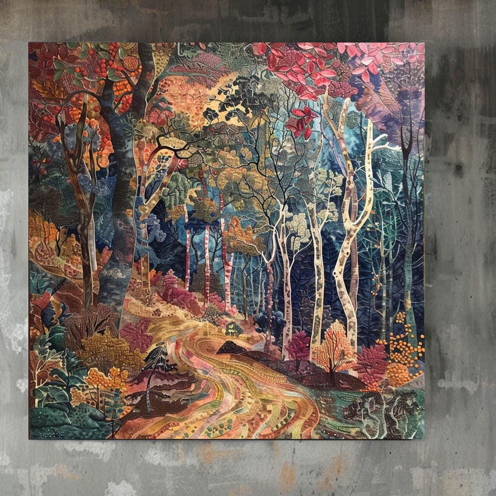 William Morris Inspired Rustic Autumn Decor, Autumn Forest Canvas Wall Art, Vintage Botanical Art, Elegant Seasonal Canvas Print