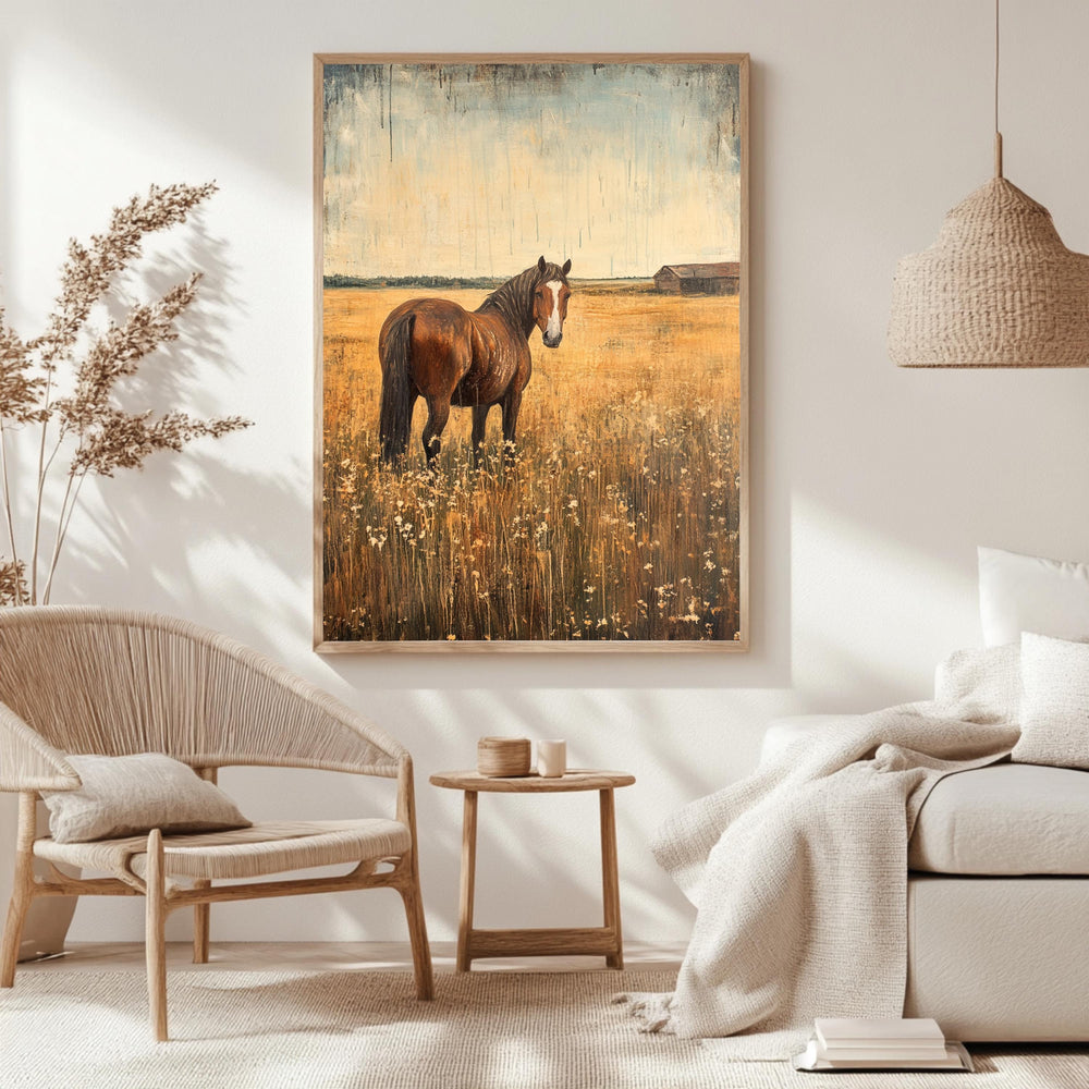 Vintage Horse Wall Art, Antique Equestrian Poster Print, Framed Canvas, Western Wall Art, Framed Farm Animal Canvas, Rustic Country Decor