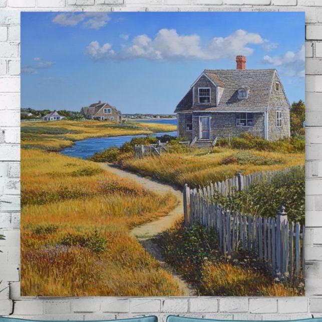 Peaceful Beach House Canvas, Coastal Wall Art, Above Bed Art, Black Framed Wall Art, Beachy Wall Art, Vintage Wall Art, Aesthetic Wall Art