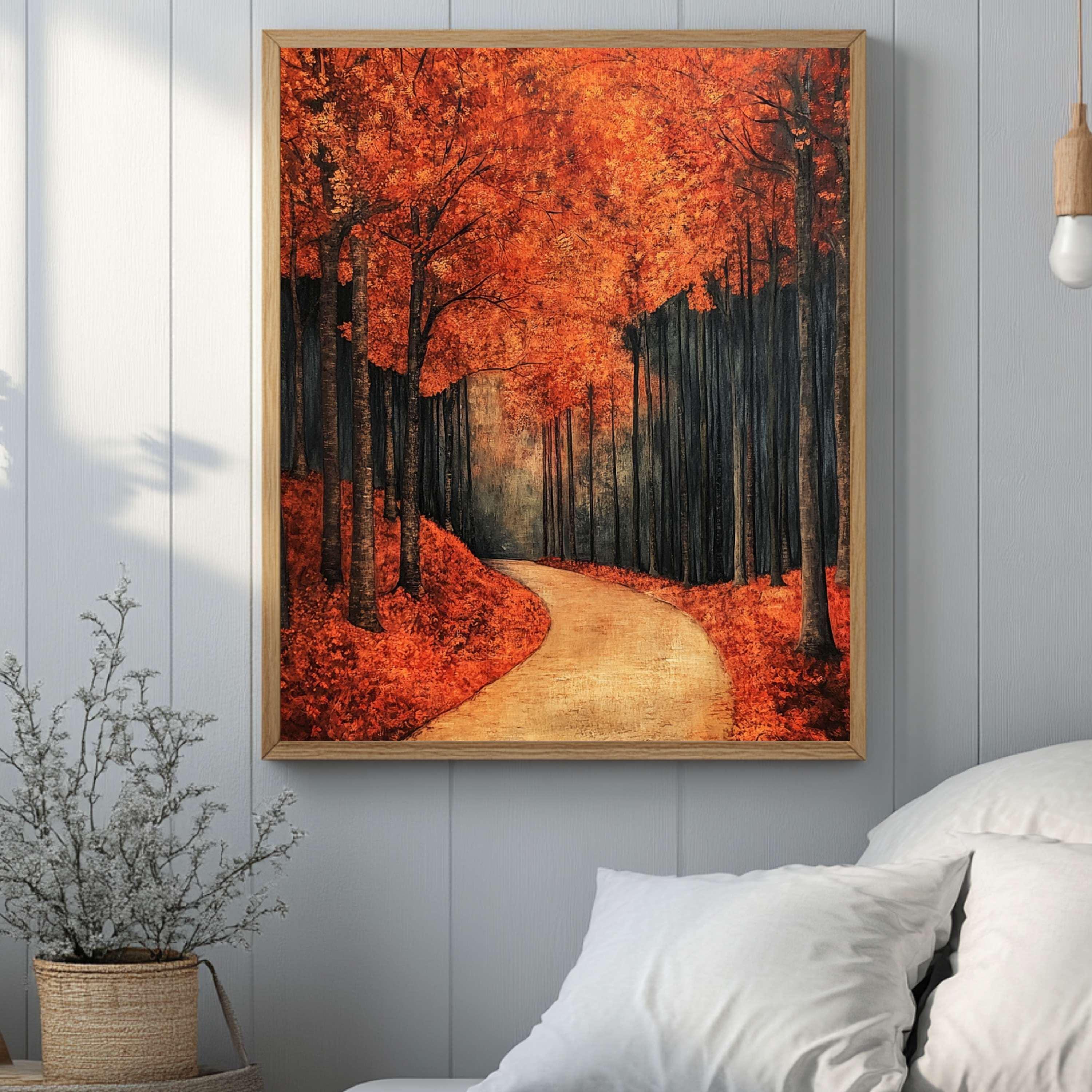 William Morris Style Autumn Forest Wall Art Print, Fall Woodland Decor, Rustic Autumn Home Decor, Nature Inspired Home Gallery