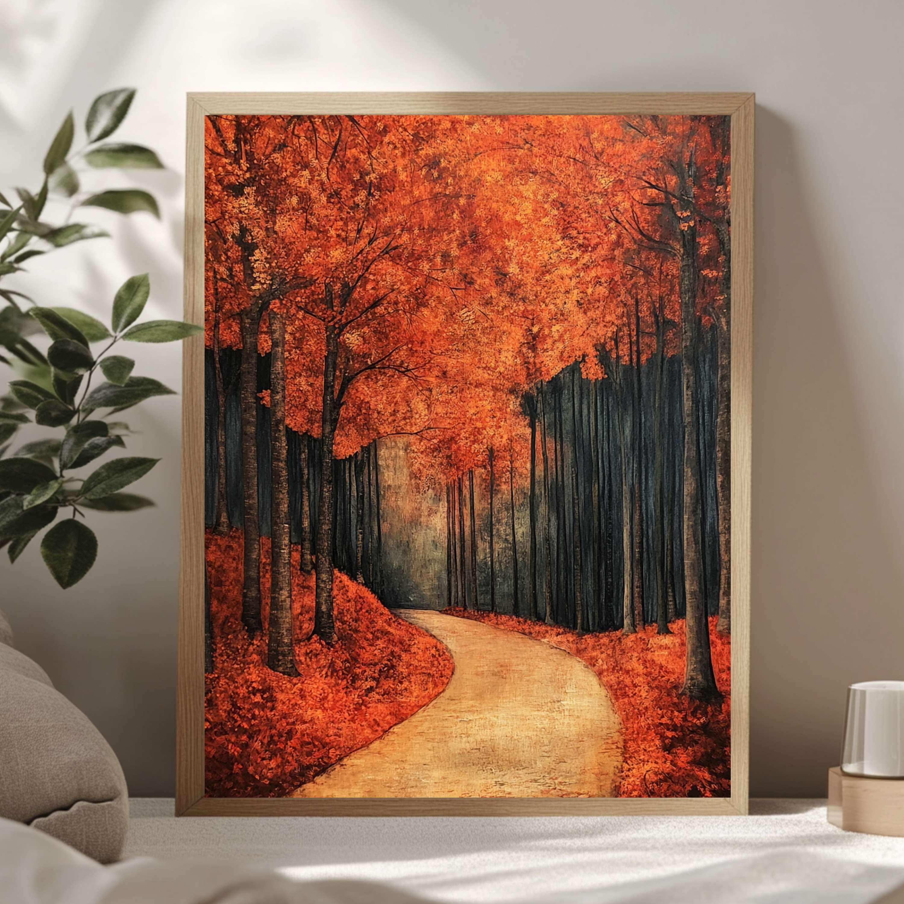 William Morris Style Autumn Forest Wall Art Print, Fall Woodland Decor, Rustic Autumn Home Decor, Nature Inspired Home Gallery