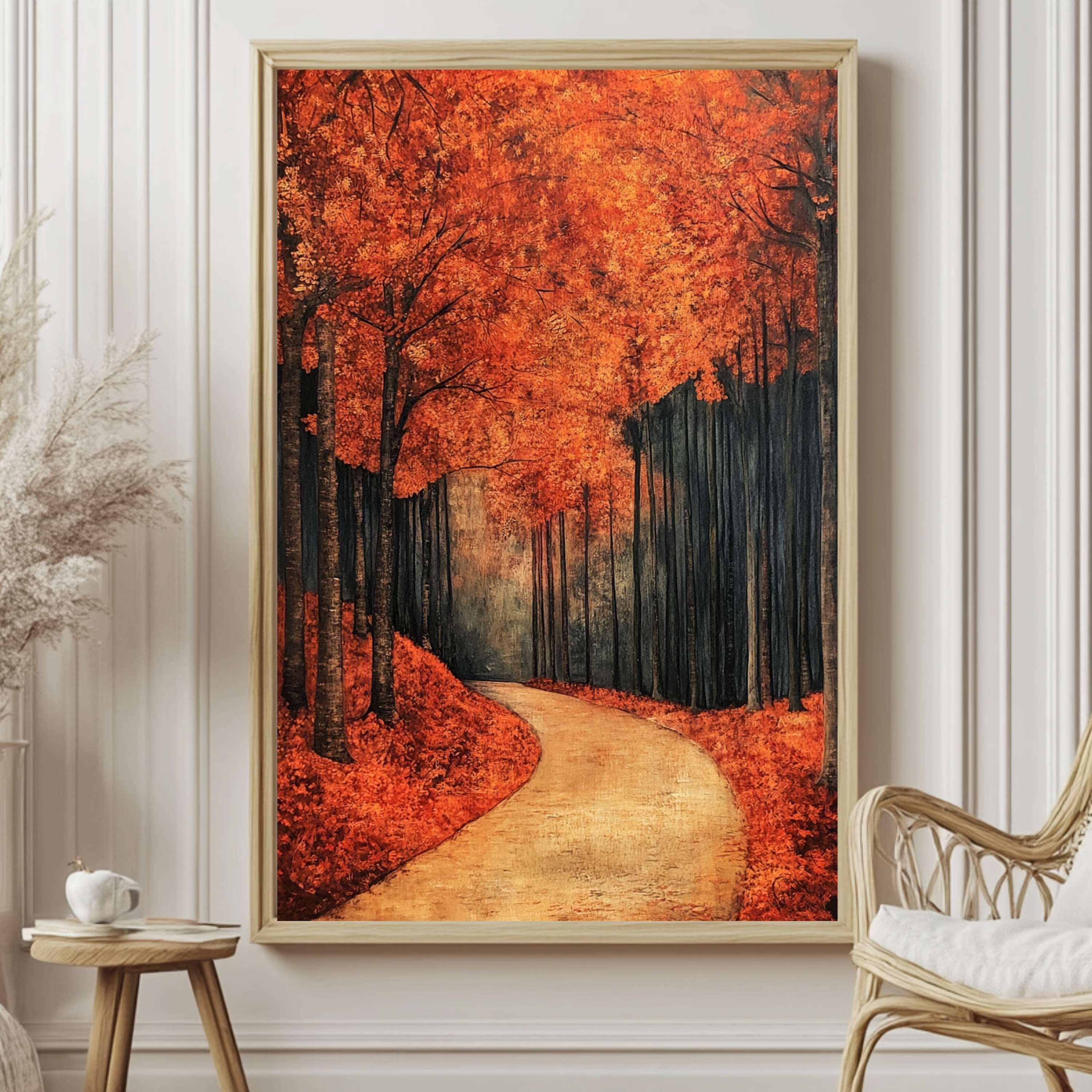 William Morris Style Autumn Forest Wall Art Print, Fall Woodland Decor, Rustic Autumn Home Decor, Nature Inspired Home Gallery