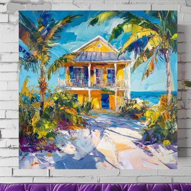 Beach House Wall Canvas, Above Bed Decor, Beach Canvas Wall Art, Botanical Wall Art, Beachy Wall Art Print, Aesthetic Wall Art Decor