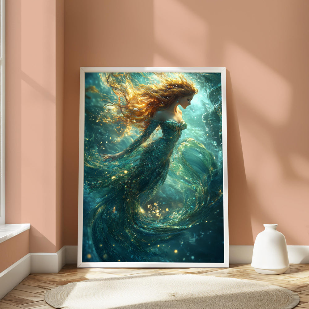 Underwater Mermaid Wall Art, Elegant Fantasy Canvas, Mystical Ocean Scene Decor, Magical Home Accent, Gift for Mermaid and Ocean Lovers