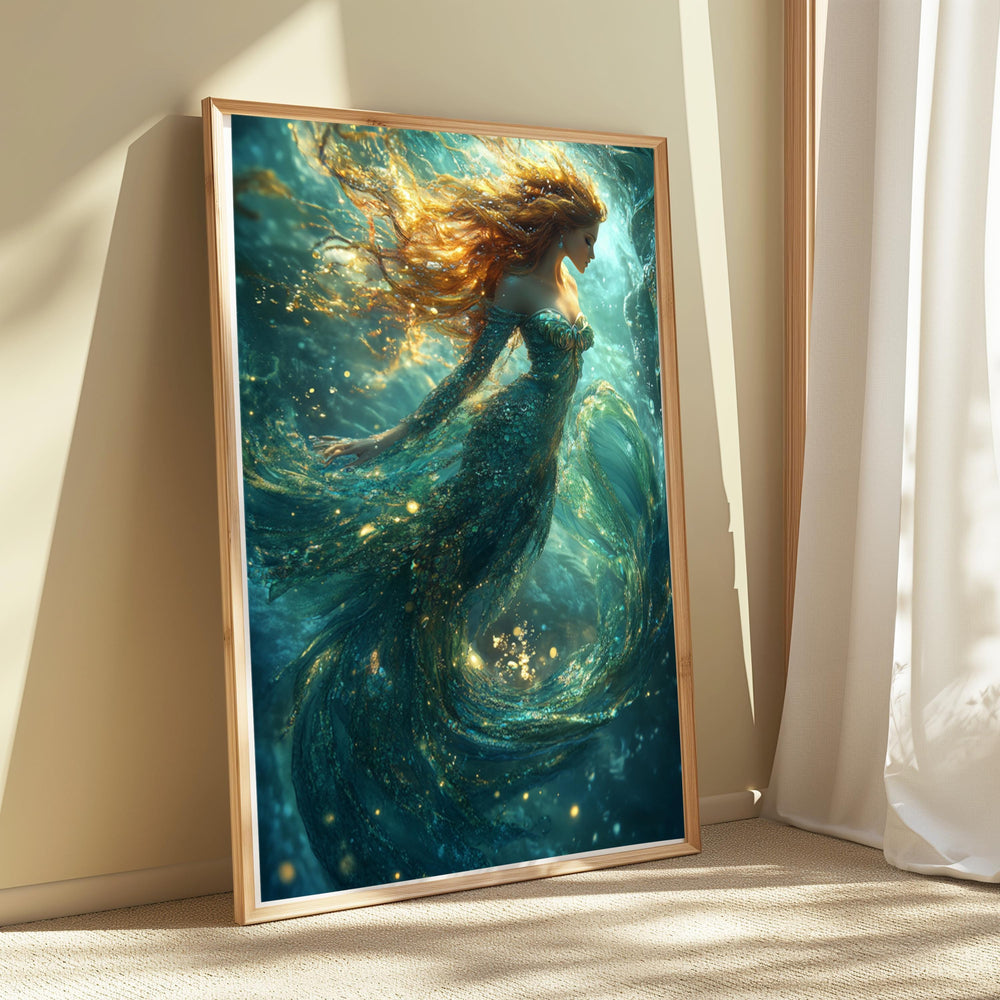 Underwater Mermaid Wall Art, Elegant Fantasy Canvas, Mystical Ocean Scene Decor, Magical Home Accent, Gift for Mermaid and Ocean Lovers