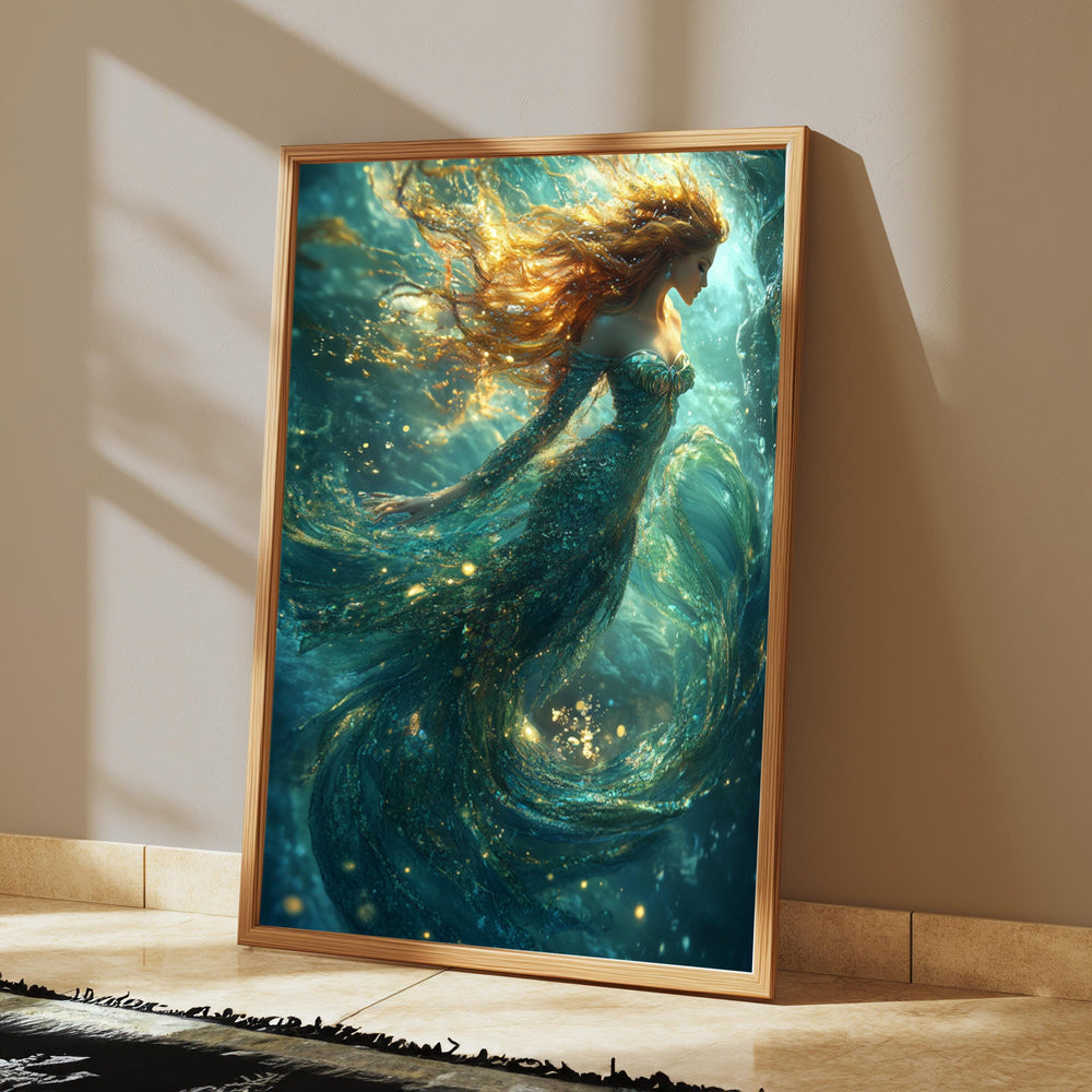 Underwater Mermaid Wall Art, Elegant Fantasy Canvas, Mystical Ocean Scene Decor, Magical Home Accent, Gift for Mermaid and Ocean Lovers