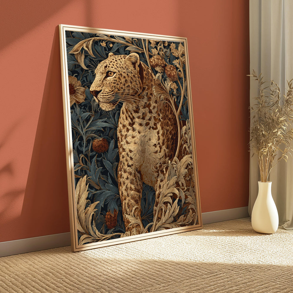 Leopard in Jungle Wall Art, Vintage Botanical Canvas, Tropical Safari Animal Decor, Elegant Home Accent, Gift for Wildlife Lovers