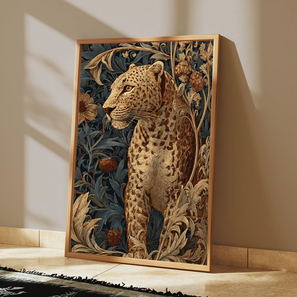 Leopard in Jungle Wall Art, Vintage Botanical Canvas, Tropical Safari Animal Decor, Elegant Home Accent, Gift for Wildlife Lovers