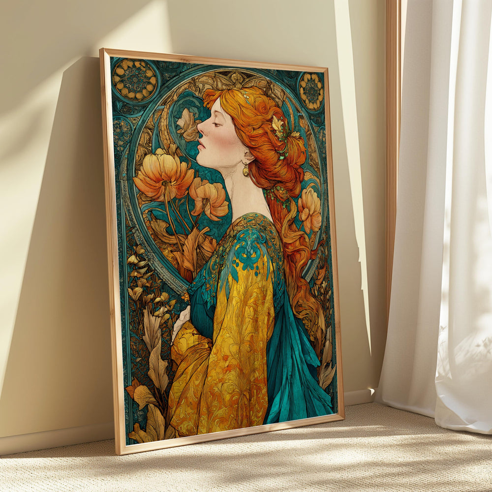 Art Nouveau Goddess Wall Art, William Morris Style Canvas, Vintage Floral Portrait Decor, Elegant Home Accent, Gift for Home Decor Lovers
