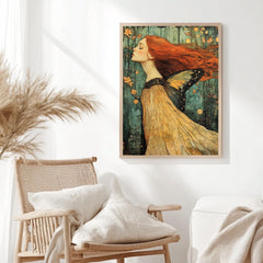 Enchanted Fairy Woman Framed Canvas, Whimsical Butterfly Wings Art, Mystical Fantasy Wall Decor, Ethereal Nature Print, Boho Woodland Accent