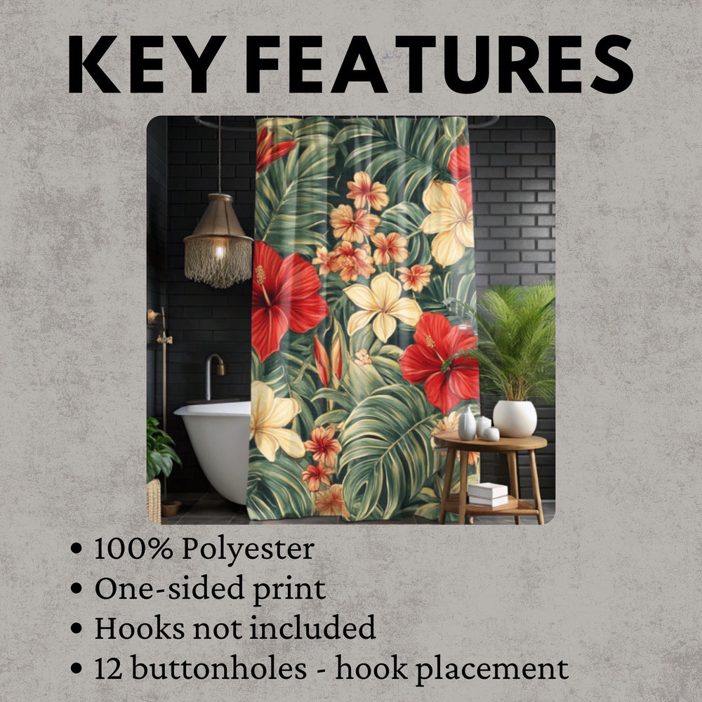 Tommy Bahama Inspired Pattern Shower Curtain, Tropical Design Bathroom Décor, Serene Curtain Print, Dorm Decoration