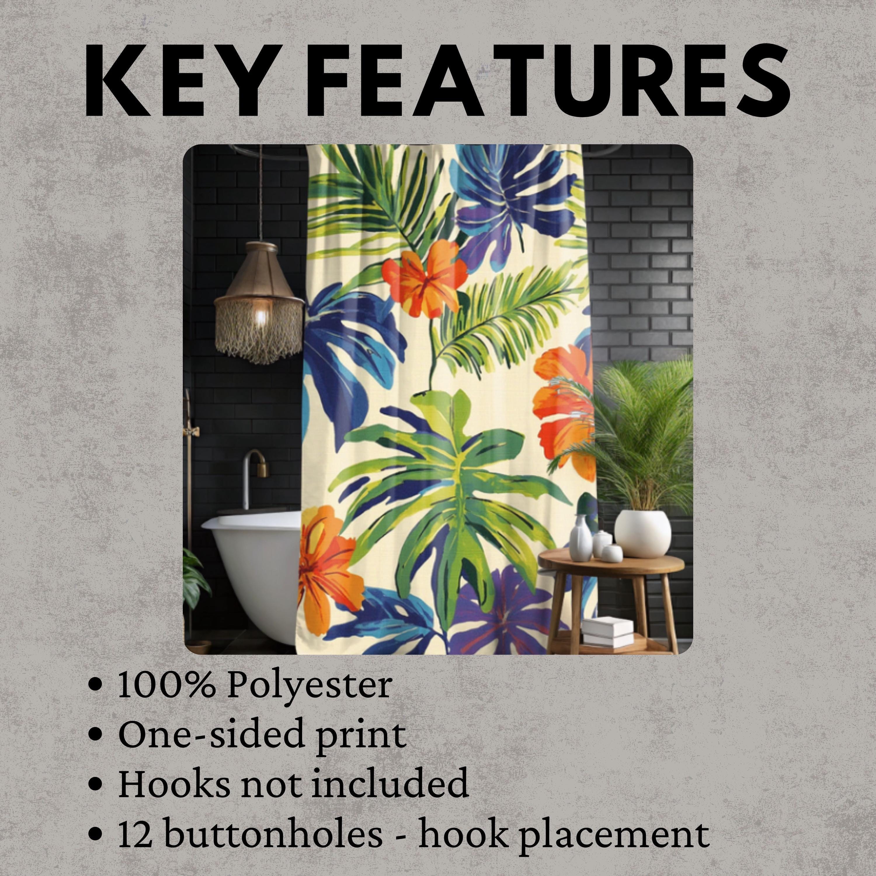 Tropical Pattern Shower Curtain, Tommy Bahama Inspired Design Bathroom Décor, Serene Curtain Print, Dorm Decoration