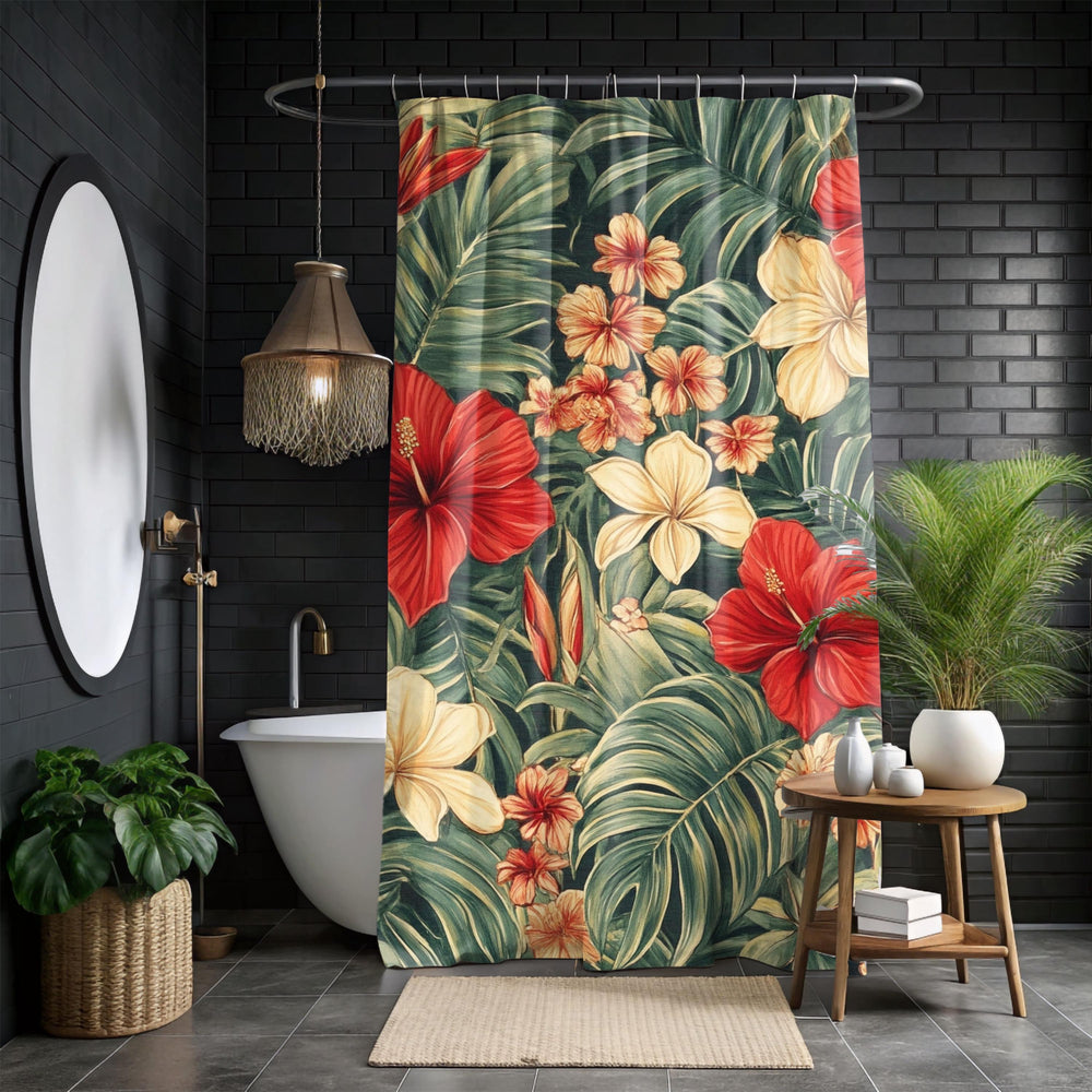 Tommy Bahama Inspired Pattern Shower Curtain, Tropical Design Bathroom Décor, Serene Curtain Print, Dorm Decoration