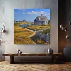 Peaceful Beach House Canvas, Coastal Wall Art, Above Bed Art, Black Framed Wall Art, Beachy Wall Art, Vintage Wall Art, Aesthetic Wall Art