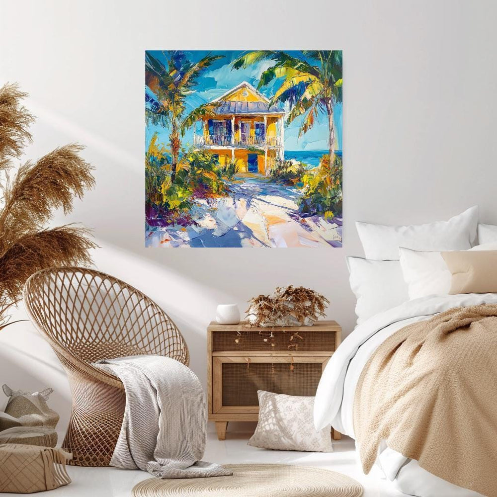 Beach House Wall Canvas, Above Bed Decor, Beach Canvas Wall Art, Botanical Wall Art, Beachy Wall Art Print, Aesthetic Wall Art Decor
