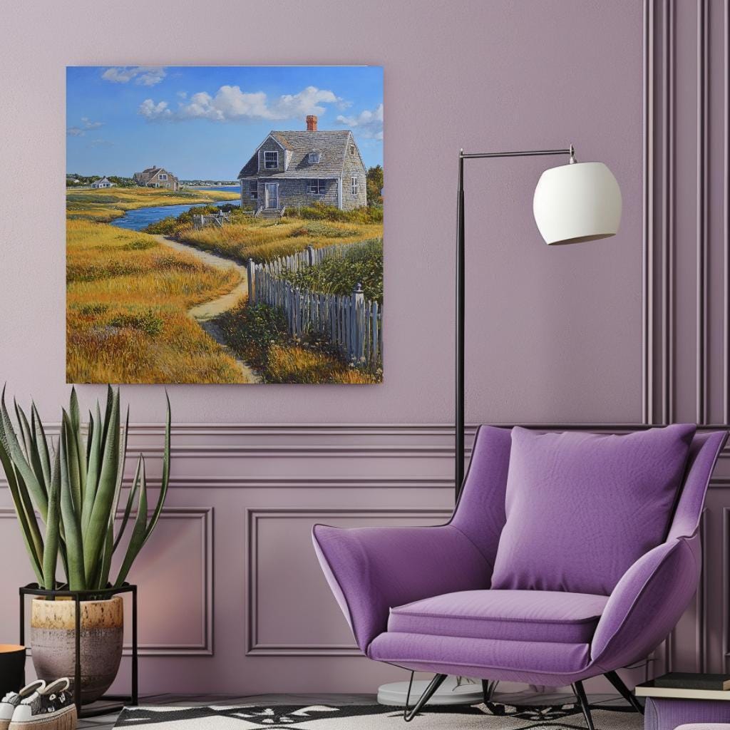 Peaceful Beach House Canvas, Coastal Wall Art, Above Bed Art, Black Framed Wall Art, Beachy Wall Art, Vintage Wall Art, Aesthetic Wall Art