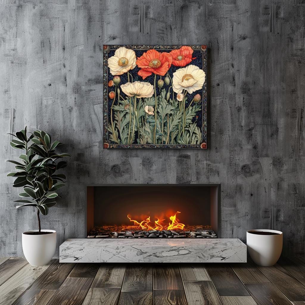 Floral William Morris Wall Art, Vintage Wall Art, Living Room Wall Art, Floral Wall Art, Above Bed Decor, Morris Inspired Wall Canvas