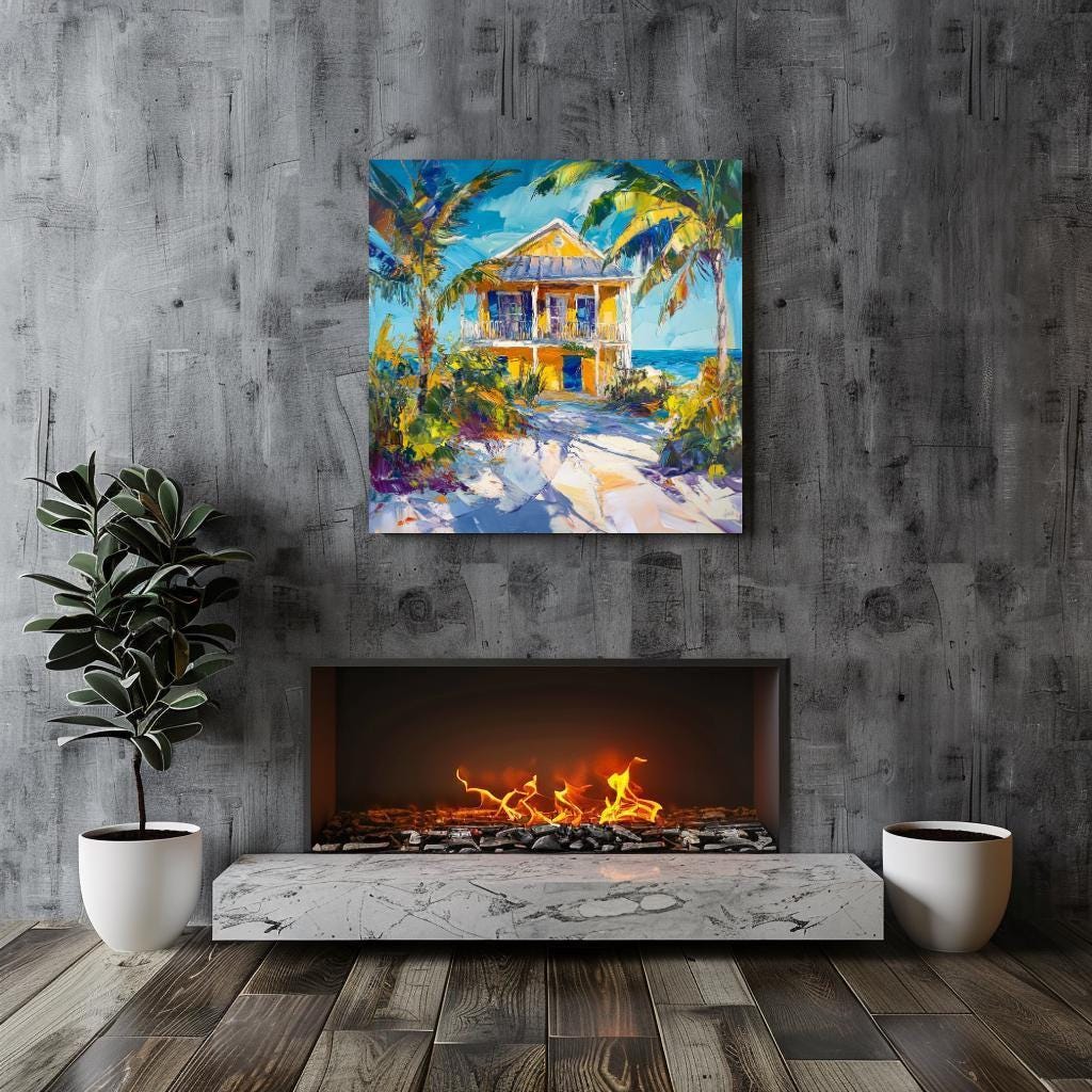 Beach House Wall Canvas, Above Bed Decor, Beach Canvas Wall Art, Botanical Wall Art, Beachy Wall Art Print, Aesthetic Wall Art Decor