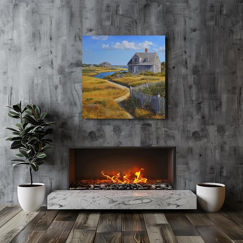Peaceful Beach House Canvas, Coastal Wall Art, Above Bed Art, Black Framed Wall Art, Beachy Wall Art, Vintage Wall Art, Aesthetic Wall Art