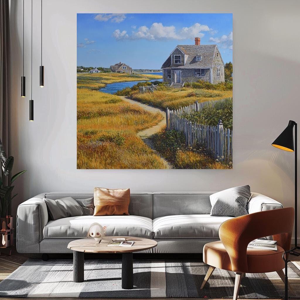 Peaceful Beach House Canvas, Coastal Wall Art, Above Bed Art, Black Framed Wall Art, Beachy Wall Art, Vintage Wall Art, Aesthetic Wall Art