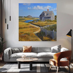 Peaceful Beach House Canvas, Coastal Wall Art, Above Bed Art, Black Framed Wall Art, Beachy Wall Art, Vintage Wall Art, Aesthetic Wall Art