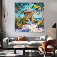Beach House Wall Canvas, Above Bed Decor, Beach Canvas Wall Art, Botanical Wall Art, Beachy Wall Art Print, Aesthetic Wall Art Decor
