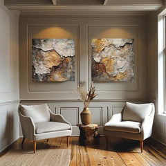 Rustic Abstract Wall Decor, Abstract Wall Art, Set of 2 Wall Art, Large Wall Art, Square Wall Art, Aesthetic Wall Art, Bedroom Decor