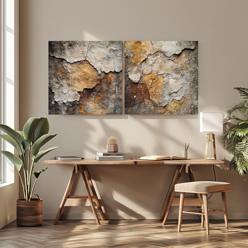 Rustic Abstract Wall Decor, Abstract Wall Art, Set of 2 Wall Art, Large Wall Art, Square Wall Art, Aesthetic Wall Art, Bedroom Decor