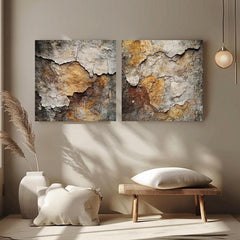 Rustic Abstract Wall Decor, Abstract Wall Art, Set of 2 Wall Art, Large Wall Art, Square Wall Art, Aesthetic Wall Art, Bedroom Decor
