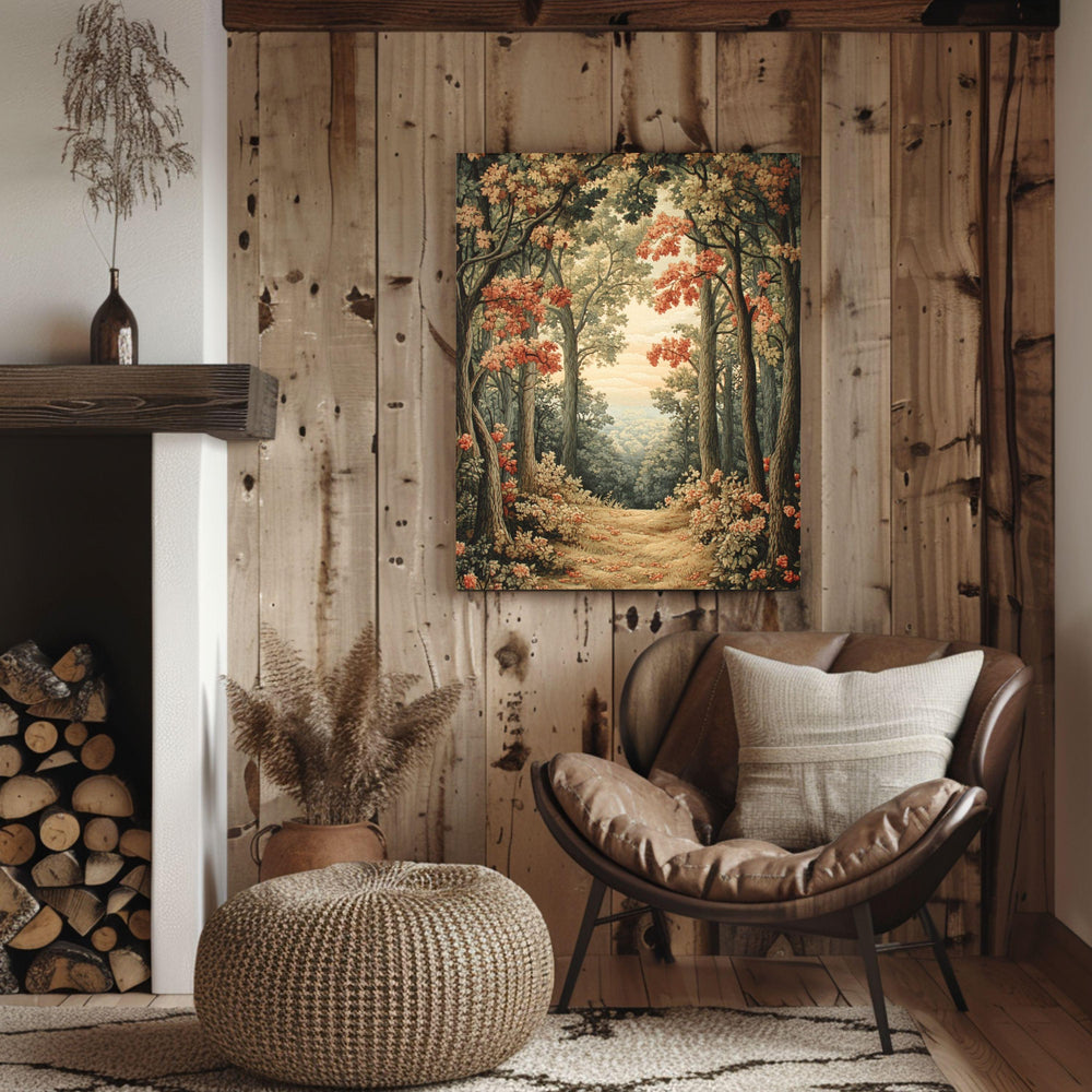 William Morris Woodland Canvas Wall Art, Vintage Forest Print, Mystical Moonlit Landscape, Farmhouse Nature Decor, Framed Wall Art