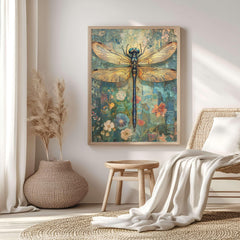 William Morris Dragonfly Framed Canvas Art, Vintage Botanical Insect Wall Decor, Wooden Canvas Aesthetic Decor, Nature Inspired Home Gallery