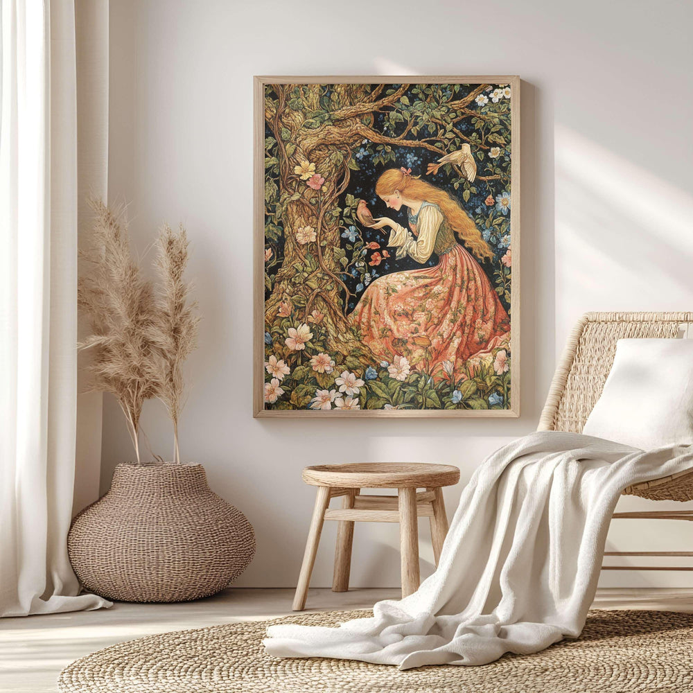 Springtime William Morris Style Wooden Framed Canvas Art, Vintage Floral Botanical Print, Nature Inspired Home Gallery, Boho Wall Décor
