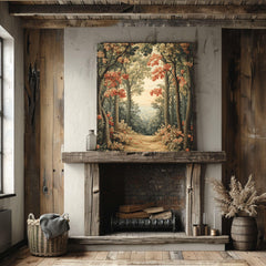 William Morris Woodland Canvas Wall Art, Vintage Forest Print, Mystical Moonlit Landscape, Farmhouse Nature Decor, Framed Wall Art