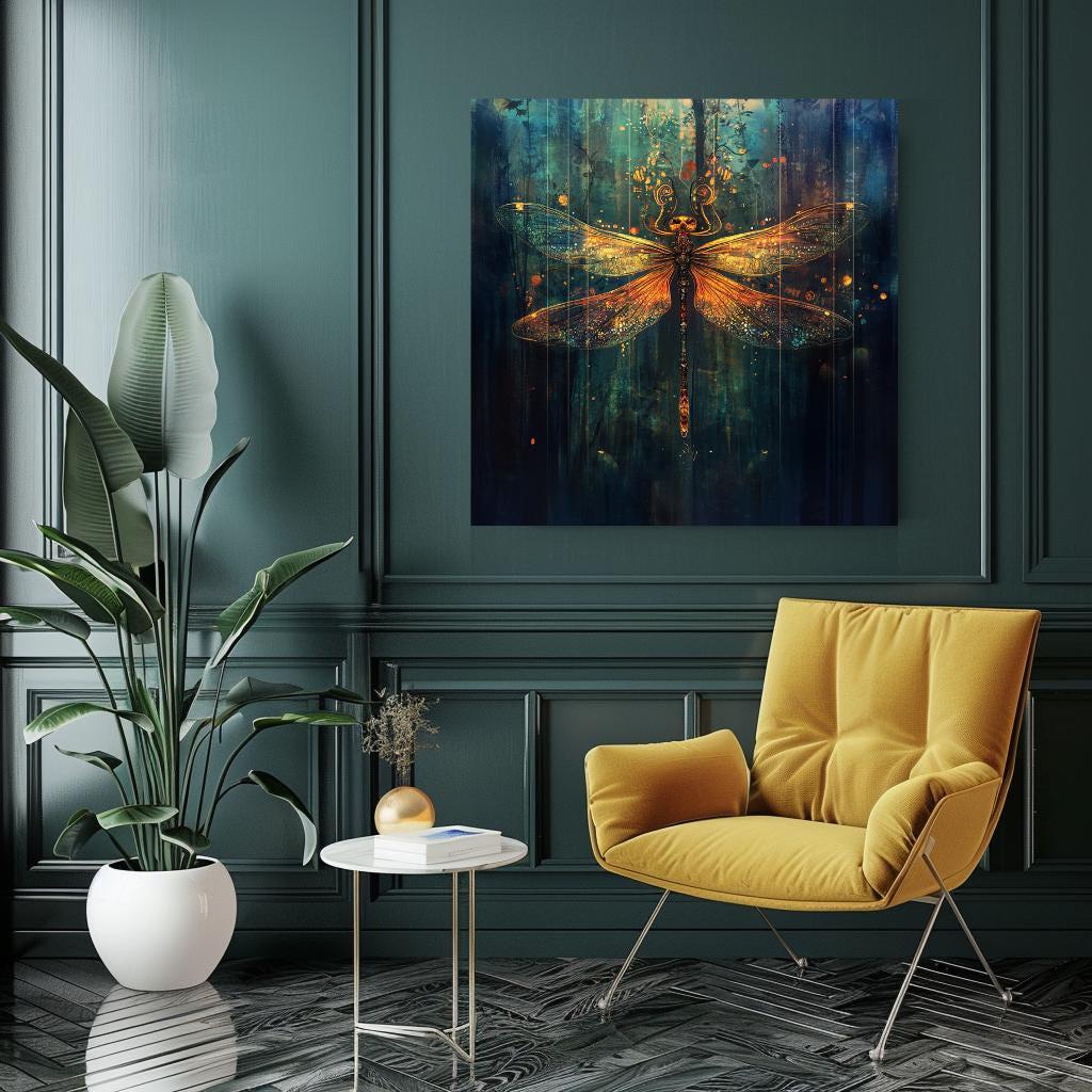 Mystical Dragonfly Wall Art, Spiritual Wall Art, Large Wall Art, Nature Wall Art, Above Bed Decor, Insect Wall Art, Mystical Wall Decor