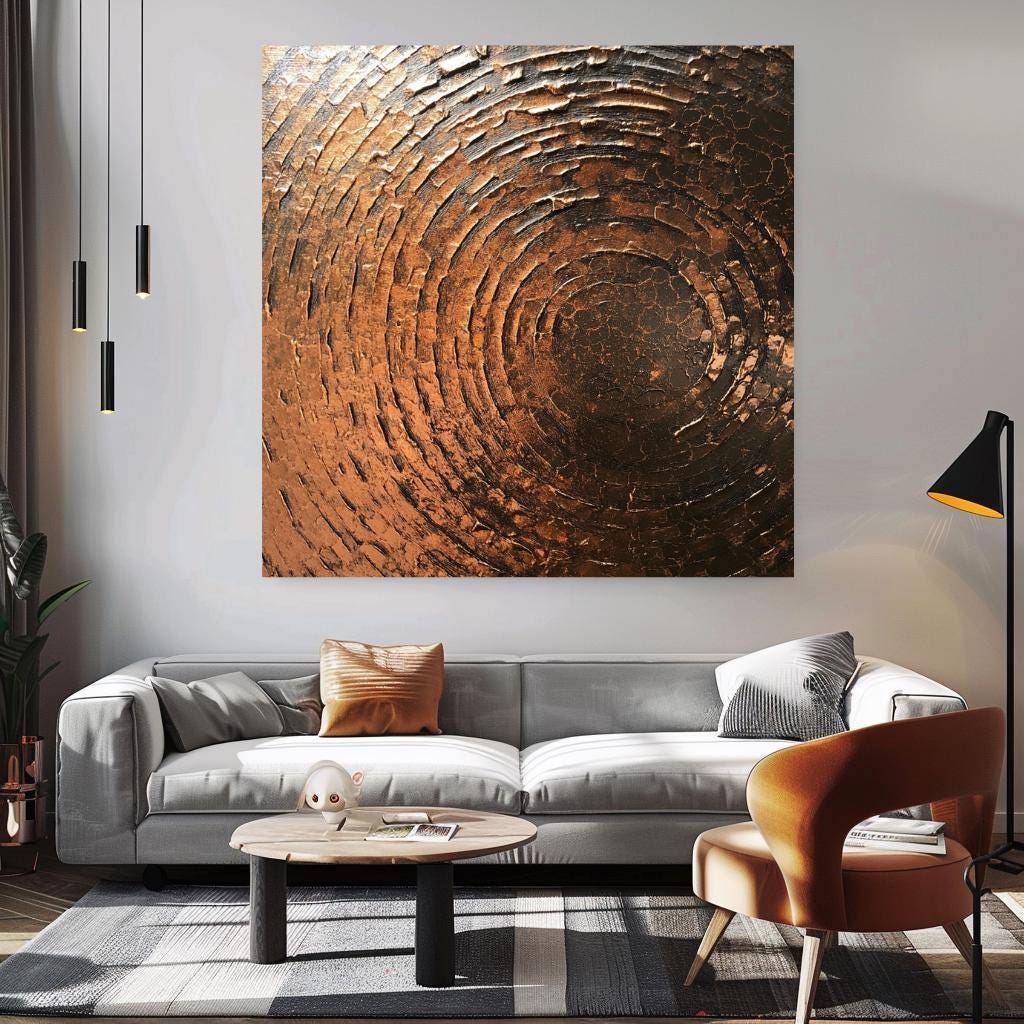 Copper Brown Abstract Canvas, Square Wall Art, Aesthetic Wall Art, Wabi Sabi Aesthetic Art, Contemporary Print, Abstract Wall Art Decor