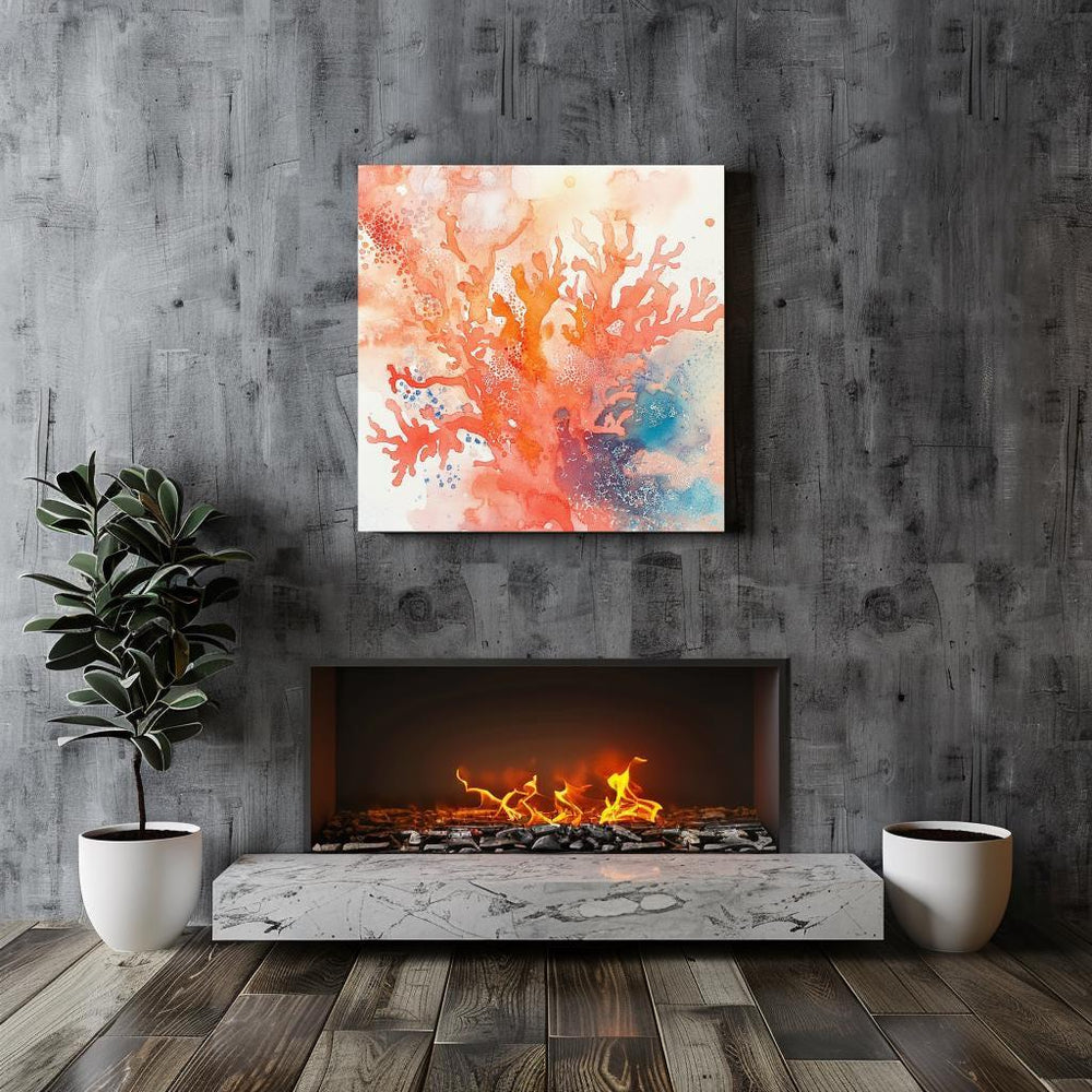 Abstract Orange Coral Reef Wall Art Canvas, Black Framed Wall Art, Large Wall Art, Coastal Wall Art, Beachy Wall Art, Coral Canvas